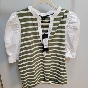 Veronica Beard JeansRaegan Elbow-Sleeve Striped Top